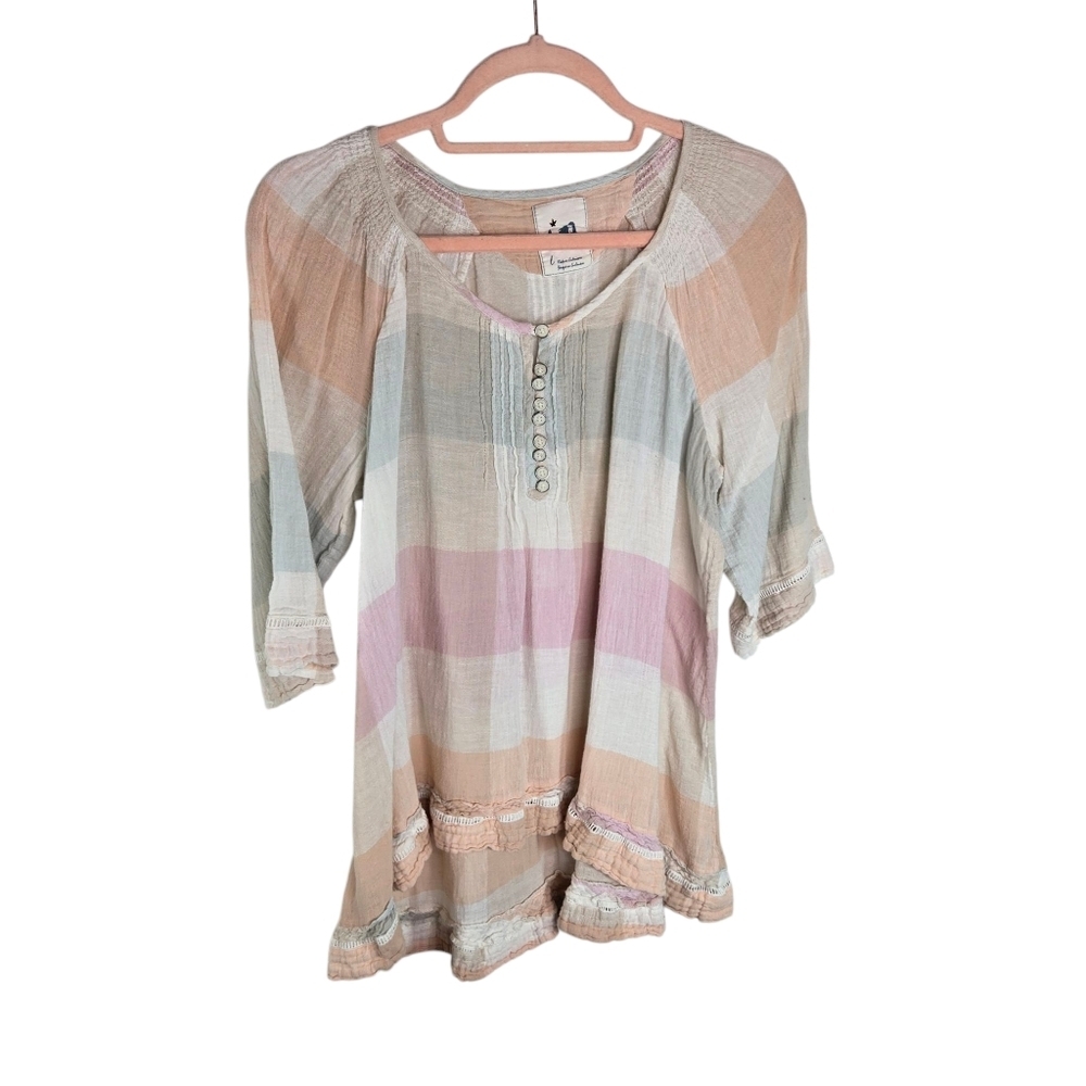 Anthropologie Mermaid Plaid Tunic Top